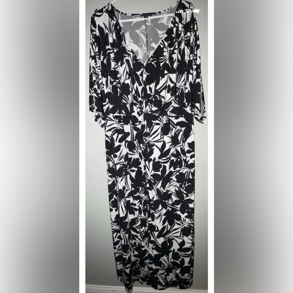 Floral Maxi Dress twist front V-neck maxi dress Drape sleeve,flattering XL - Picture 7 of 10